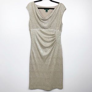 Lauren Ralph Lauren NWT Metallic Cowl Neck Dress